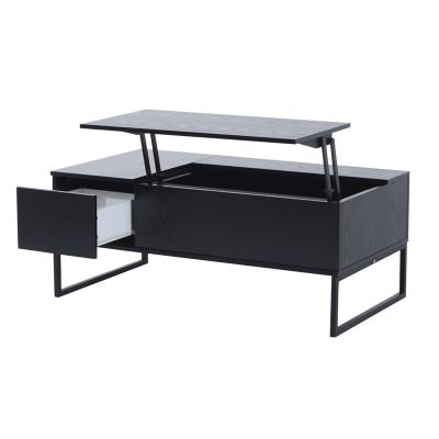 China Extendable Adjustable Lift Table Metal Frame Black Coffee Table for sale