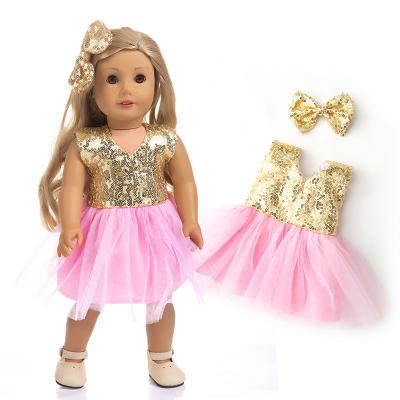 China Mini Toy Fashion Gold Sequin Gauze border 18 inch American girl accessories change clothes other clothes and accessories for sale