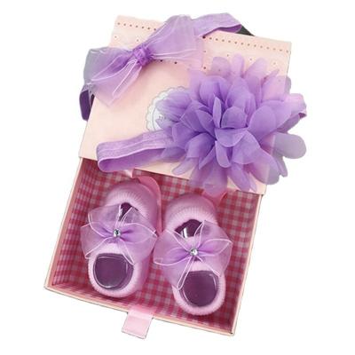 China Sweet BSCI Audited Cute Hair Accessories Factory Girls Hairband Wholesale Baby Headband And Socks Shoe Set For Newborn Baby Gift Set for sale