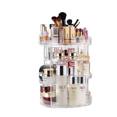 China Large Capacity Adjustable 360 ​​Degree Rotating Makeup Organizer Desktop Storage Rack Rotating Cosmetic Display for sale