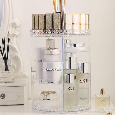 China Viable Hot Selling Transparent Acrylic Cosmetic Storage Box 360 Rotating Makeup Organizer Cosmetic Storage Box for sale