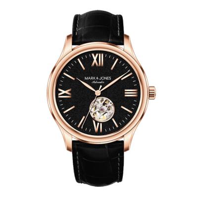 China HS-0124 Automatic Date Cavity Design High Quality Genuine Leather Automatic Mechanical Skeleton Watches for sale