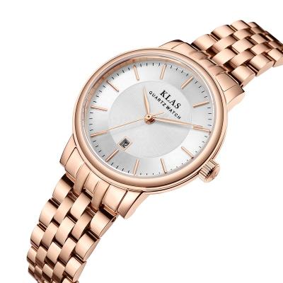 China KL-3554 Hotsale Automatic Date Fashion Miyota Movt Stainless Steel Wrist Quartz Watches For Girls for sale