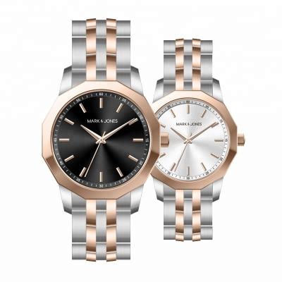 China Popular luxury chronograph HS-1032 stainless steel IP gold stainless steel quartz watches couple lovers for sale