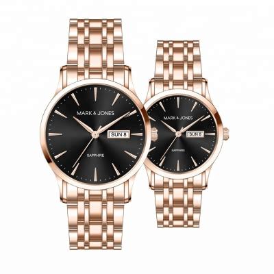 China Hot Selling Luxury Custom Logo Date HS-3034 2021 Automatic Quartz Couples Watches Rose Gold Stainless Steel Waterproof for sale