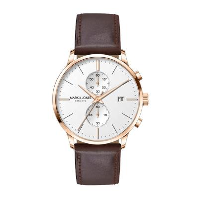 China HS-3132 Auto Date Factory Direct Sales Customized OEM Genuine Leather Wrist Men's Chronograph Watches for sale