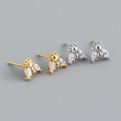 China Environmental Friendly Hot Selling Gold Plated 925 Sterling Silver Cute Insect Earrings Studs Accessories For Girls for sale