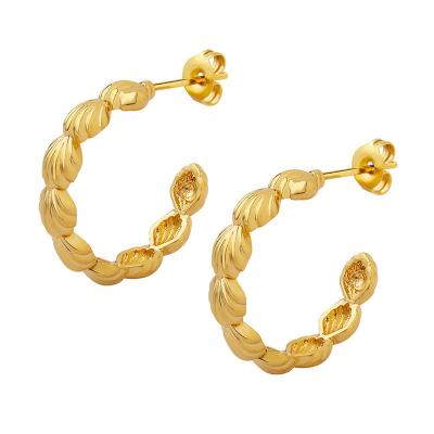 China Commuter Environmental Friendly Fashionable Gold Plated Shell Shape Women Earrings Copper C-Shaped Jewelry for sale