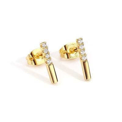 China Fashion 925 Needle Accessories Sterling Silver Geometric Zircon Stud Earrings Gold Plated Women Environmentally Friendly for sale