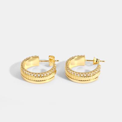 China Environmental Friendly Unique Gold Plated Bling Inlaid Zircon Diamond Statement Gear Earrings Jewelry Women for sale