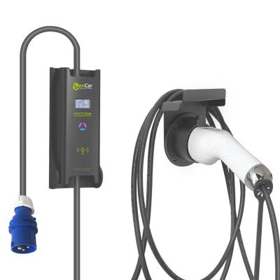 China PC+Copper 32A 7KW EVSE Level 2 Fast EV Charger Portable Type - 2 IEC 62196 With CEE Blue Plug For Home Electric AC Car for sale