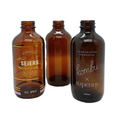 China Wholesale Personal Care Boston Glass Bottle 8OZ 16OZ 32OZ Round Juice Glass Bottle Milk Cold Coffee Brew Bottles With Cap for sale