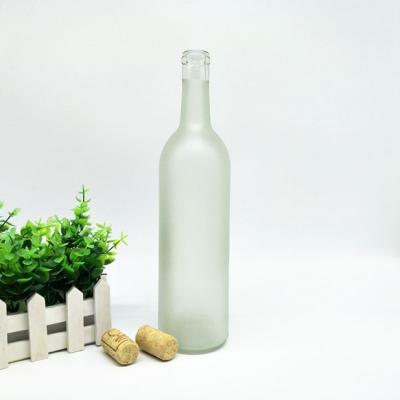 China Wholesale Empty Eco-Friendly 750ml Cork Finish Flat Bottom Glass Wine Bottle - Frosted for sale