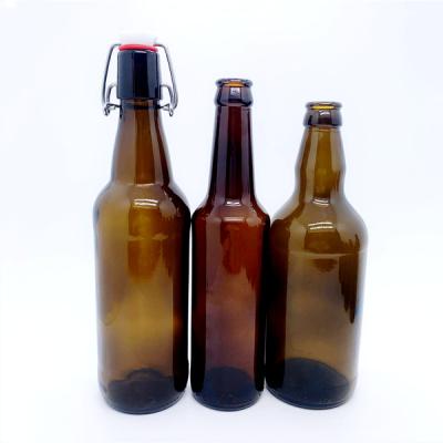 China Wholesale 250ml 330ml 350ml 355ml 500ml 750ml 1Liter 1000ml Eco-friendly Swing Top Empty Amber Glass Beer Bottle for sale