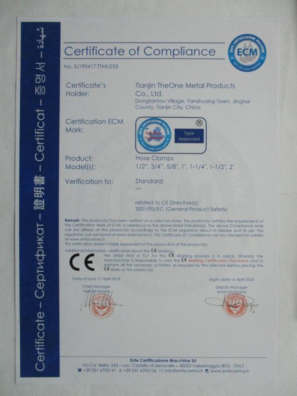 ISO9001 - Tianjin Theone Metal Products Co., Ltd.