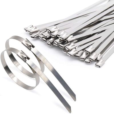 China Factory Wholesale 304 Stainless Steel Self-Locking 304 Diameter 4.6mm 100-4000mm Stainless Steel Cable Ties 100 Pcs/bag for sale