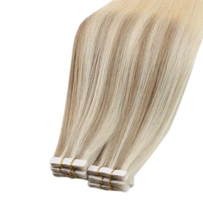 China Moresoo #18/22/60 Silky Straight Seamless Tape Hair Injection Russian Virgin Injected Hair Extensions Balayage Blonde for sale