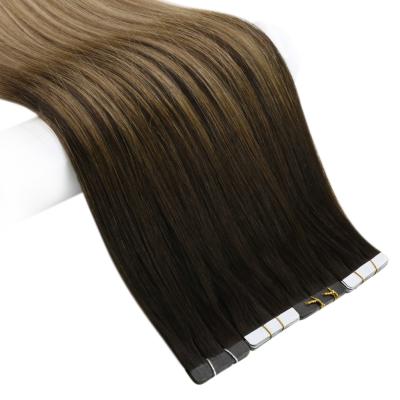 China Moresoo #2/6/18 Virgin Silky Straight Hair Extensions Russian Virgin Good Quality Tape In Hair Extensions for sale