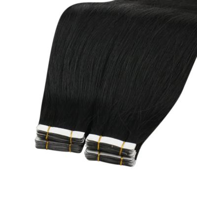 China Moresoo #1 Jet Black Solid Color Virgin Silky Straight Tape In Raw 100 Human Hair Extensions for sale