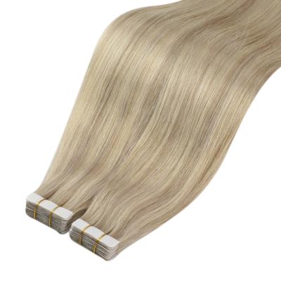 China Best Selling Straight Moresoo #P18/613 PU Seamless Hair On Tape for sale