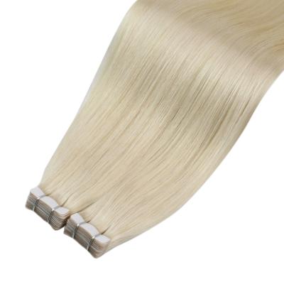 China Moresoo #60 Straight Platinum Blonde Supply 100% Natural Hair Extensions Raw PU Tape Hair for sale