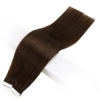 China Silky Straight Wave Moresoo Remy Hair Extensions Chocolate Brown Tape In Straight Hair Chocolate Skin Remy Weft Tape In Hair Extension for sale