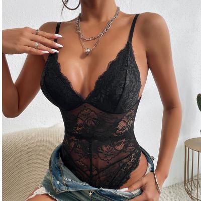 China New Mesh Printed Sexy Women Backless Spring Summer QUICK DRY Lace Sheer Jumpsuit for sale