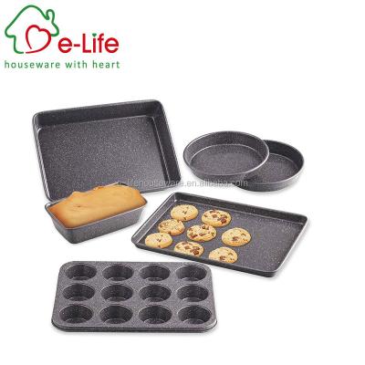 China Elife 6-Piece Sustainable Heavy Gauge Cake Baking Pan Set , Marble Coating for sale