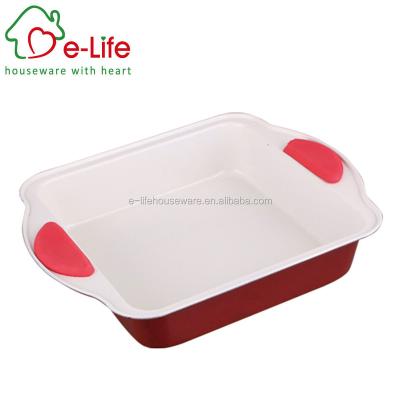 China ELIFE SQUARE CAKE TRAY viable WITH SILICONE HANDLES for sale