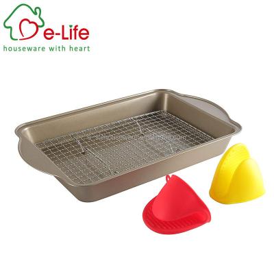 China Sustainable CARBON STEEL CAKE PAN WITH SILICONE OVEN GLOVE and SS COOLING HOLDER for sale