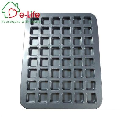 China Factory Viable OEM Customized Color Mini Square Shaped Pudding Muffin Nonstick Coated Cake Tray With 48 Cups for sale