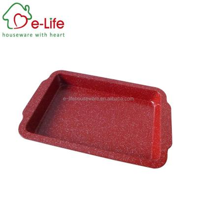 China Sustainable ELIFE RED MARBLE COATED 0.6MM RECTANGLE HEAVY DUTY BAKE TRAY for sale