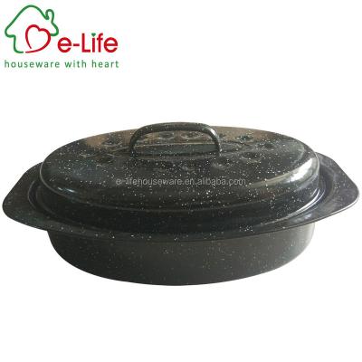 China Elife Granite Sustainable Ware 13 Inches Oval Enamel Roaster for sale