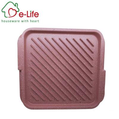 China Sustainable ELIFE COPPER CERAMIC COATED ALUMINUM MADE DOUBLE SQUARE SHAPED GRILL PAN for sale