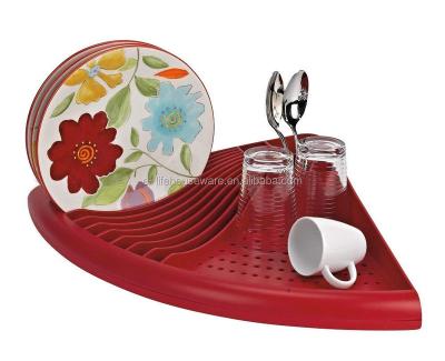 China Sustainable plastic corner 3-in-1 dish rack for space saving for sale