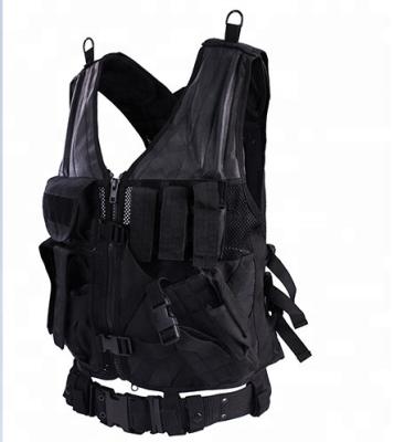 China Black 600D Nylon Mesh Airsoft Combat Outdoor Tactical Cross Draw Vest for sale