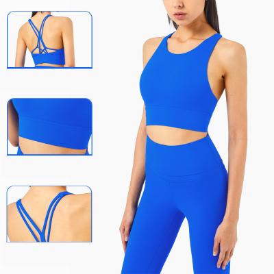 China Eiffel neck yoga fitness back bra new sports breathable high strength shockproof underwear beautiful top for sale