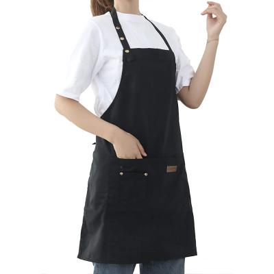 China Comfortable Custom Kitchen Apron Cooking Waterproof Cotton Chef Kitchen Cooking BBQ Canvas Apron for sale