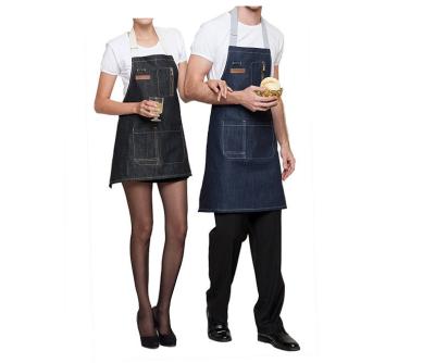 China Wholesale High Quality Heavy Duty Denim Bartender Bibs Apron For Restaurant for sale