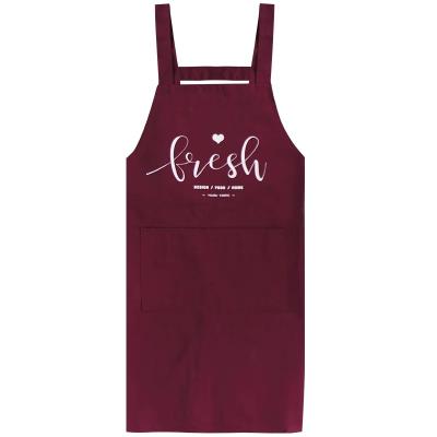 China Custom Cooking Promotion Red Black Cozy Kitchen Apron Custom Housewife Goods Copy for sale