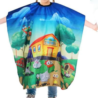 China Digital Printed Anti-Static Professional Polyester Barber Capes And Aprons Kids Barber Hairdressing Cape for sale