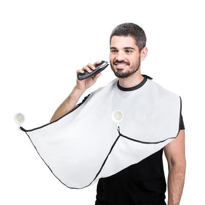 China Waterproof Professional Logo Customized White Polyester Men Shaving Beard Trimming Bib Apron Cape for sale