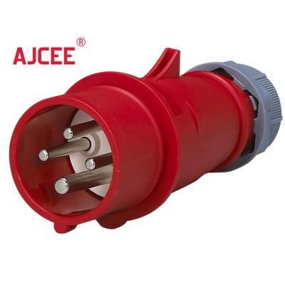 China AJCEE industrial P0141 ip44 16a 380v 440v 4pin 3pin+ industrial plug and n waterproof industrial electrical male power socket for sale