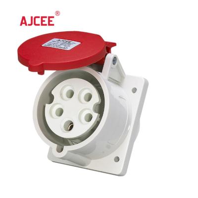 China AJCEE S4151 ip44 5pin 16a 380v industrial waterproof industrial wall panel power sockets electrical supply with CE for sale