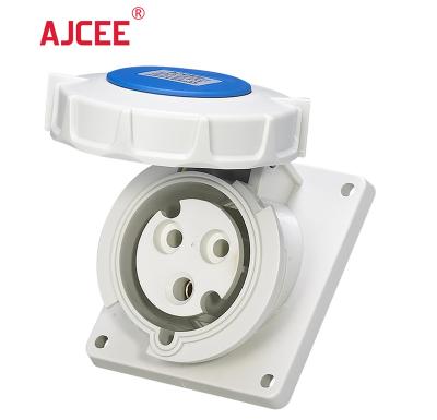 China AJCEE NEW industrial TYPE 3131 ip67 16amp 3pin 2p+e panel mounted waterproof industrial wall socket with CE for sale