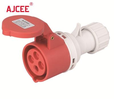 China AJCEE Ip44 Wire Connector Plug 6H 3p+e 380-440v 16A Standard Industrial Electrical Plastic Grounding CE 380V for sale