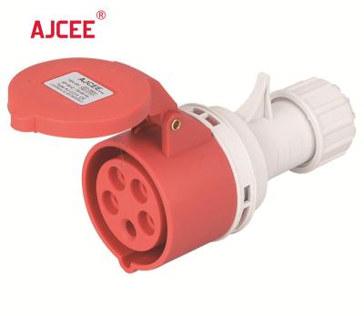 China AJCEE Ip44 440v 16a/32a industrial waterproof industrial sockets 3p/4p /5 phase plug socket male female connector c215 for sale