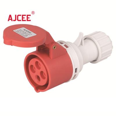 China AJCEE C224 Industrial Electrical Portable Wire Connector Plastic 4pin 3p+e 380v Plug 32A 32 Amp Extension Socket With CE CBs for sale