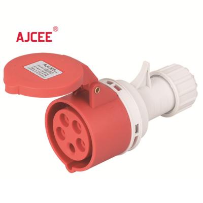 China AJCEE Ip44 60309 Industrial Socket With CE Industrial Electrical Plastic Floor Socket Electrical Outlet 440v 32amp 5pin 3p+e+n Connection for sale