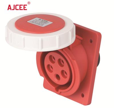 China AJCEE ip67 5pin 16amp 380v industrial wall mounted panel angle wall socket outlet and socket waterproof with CE for sale